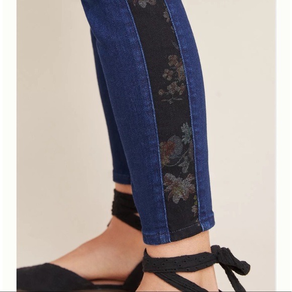 Anthropologie Pilcro High Rise Floral Contrast Skinny Jean - Picture 6 of 13